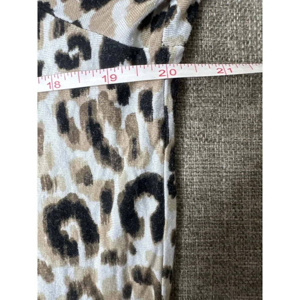 Ruby Rd Leopard Animal Print Tunic Top Studded Neckline 3/4 Sleeves Womens M - Picture 5 of 6